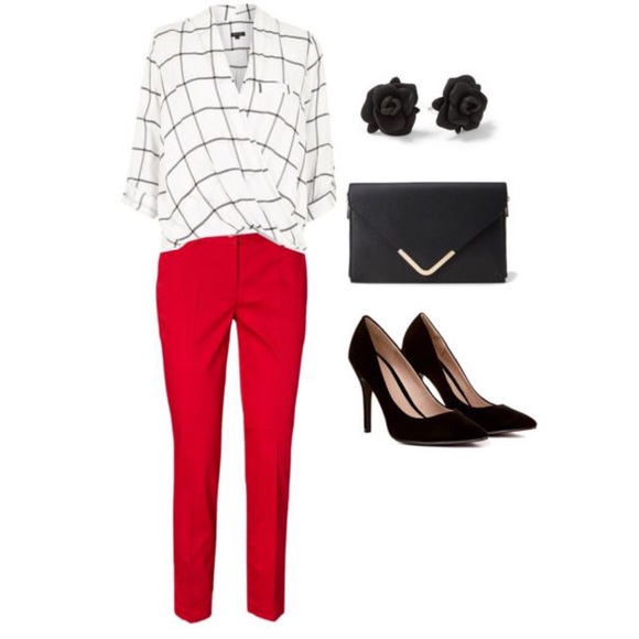 Natori Red Crepe Slim Pants Size Medium - Picture 10 of 13